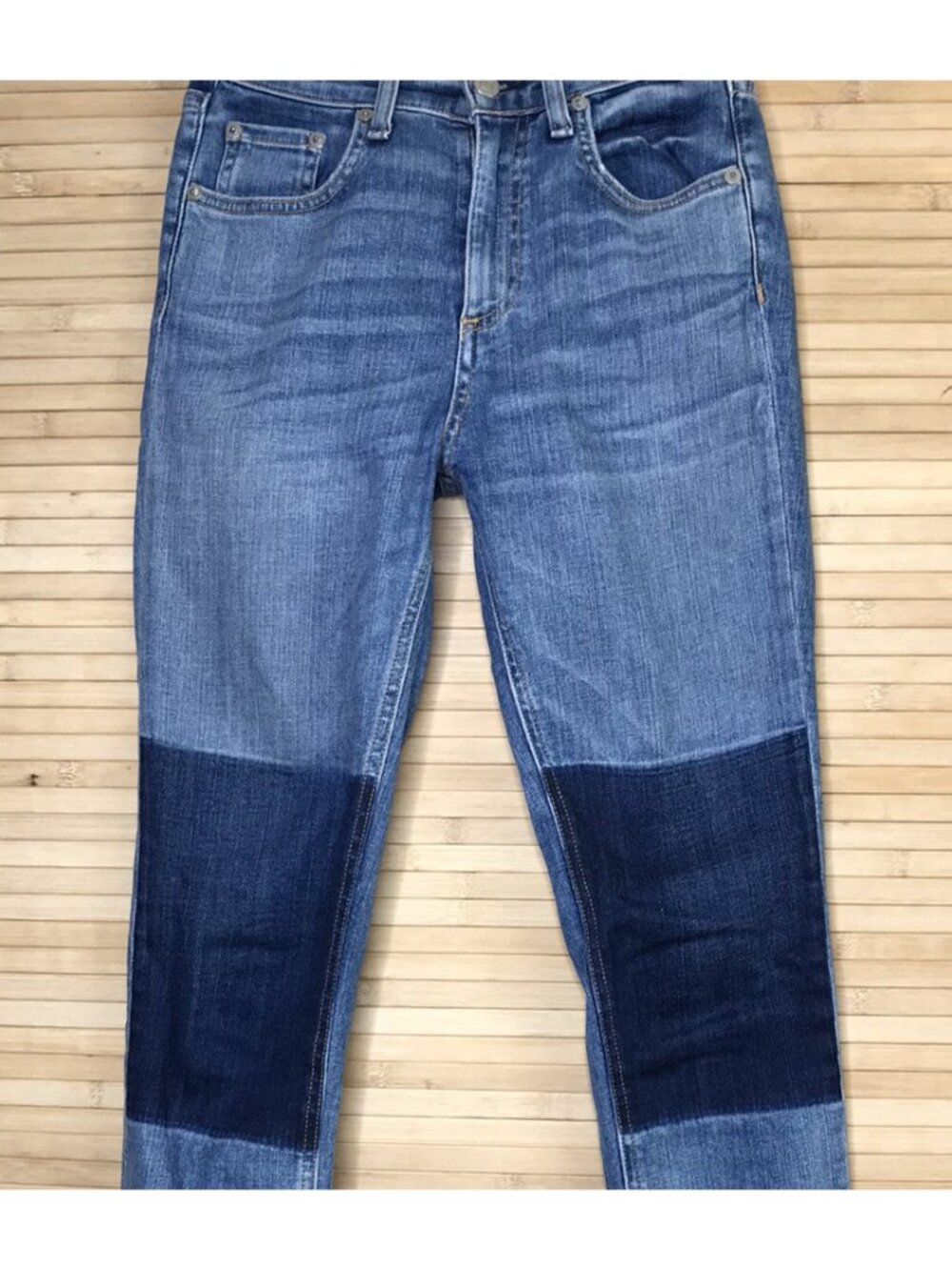 Rag & Bone Dive patch colorblock Jeans med Wash released hem Women's Size 25 - Picture 2 of 6
